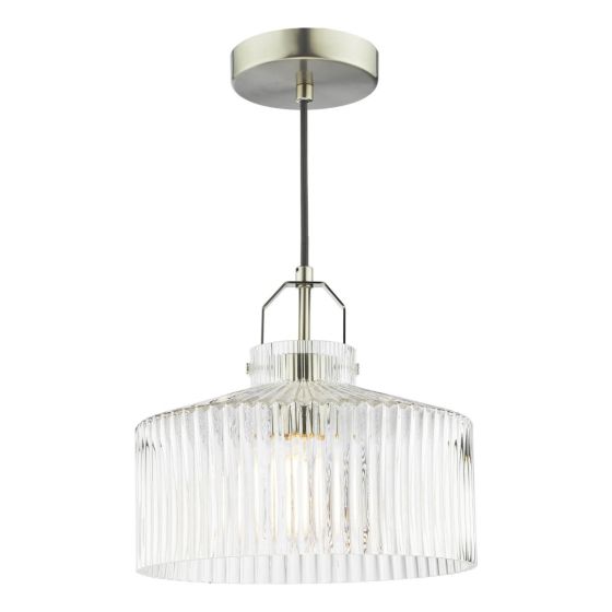 där lighting Lenka Pendant Satin Nickel and Ribbed Glass