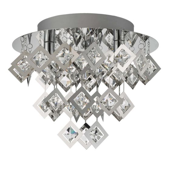 Där Lighting Leon 3 Light Flush Polished Chrome & Clear Glass