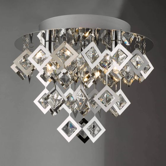 Där Lighting Leon 3 Light Flush Polished Chrome & Clear Glass