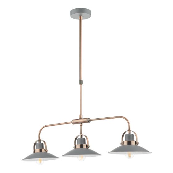 Där Lighting Liden 3 Light Bar Pendant Graphite Copper