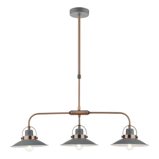 Där Lighting Liden 3 Light Bar Pendant Graphite Copper