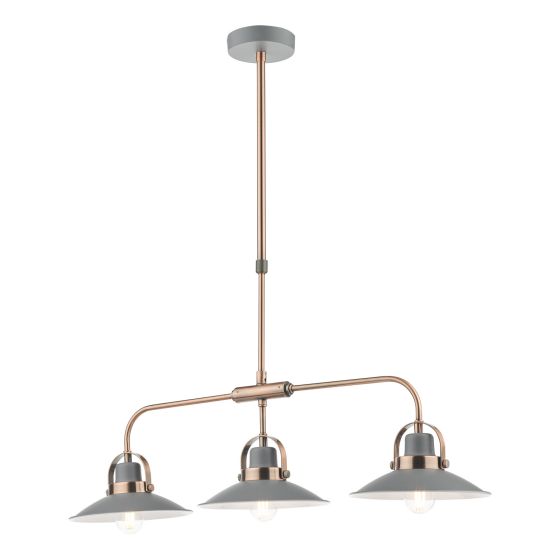 där lighting Liden 3 Light Bar Pendant Graphite Copper