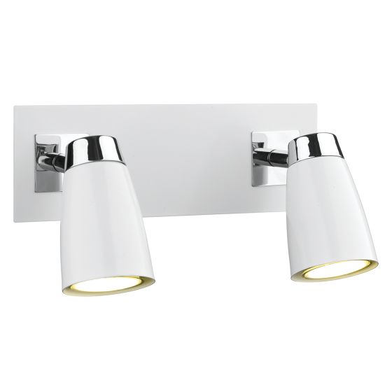Där Lighting Loft 2 Light Wall Spotlight Matt White Polished Chrome