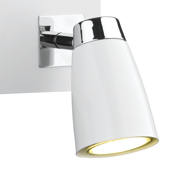 där lighting Loft 2 Light Wall Spotlight Matt White Polished Chrome