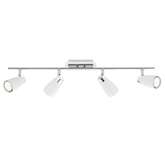 Där Lighting Loft 4 Light Bar Spotlight Matt White Polished Chrome