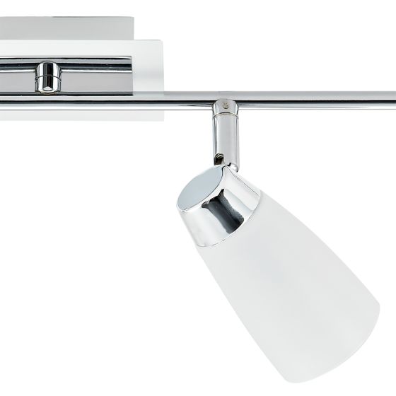 där lighting Loft 4 Light Bar Spotlight Matt White Polished Chrome
