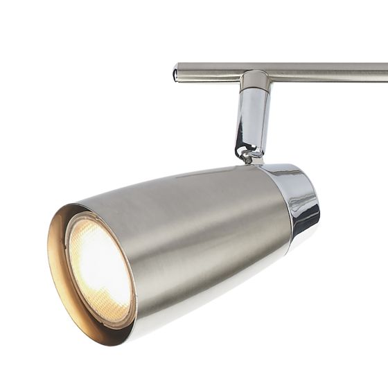 Där Lighting Loft 4 Light Bar Spotlight Satin & Polished Chrome