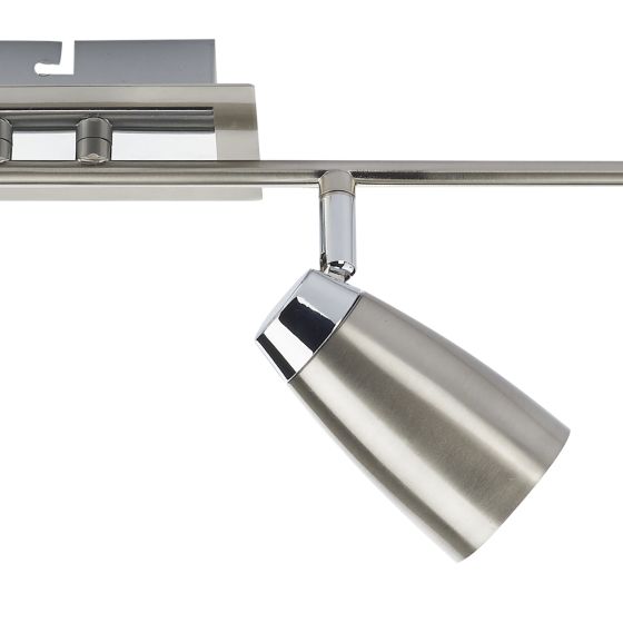 där lighting Loft 4 Light Bar Spotlight Satin & Polished Chrome