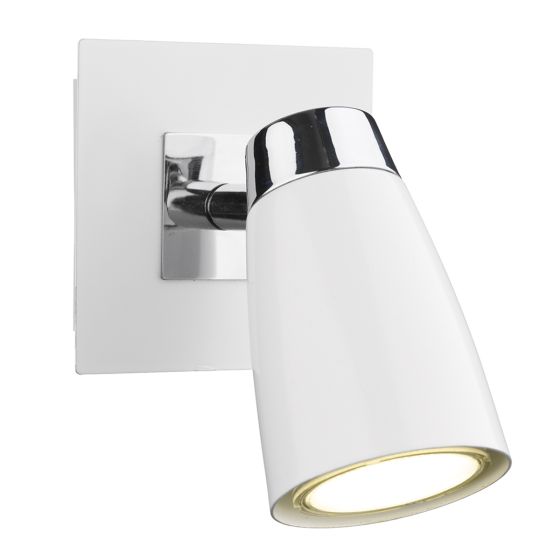 Där Lighting Loft Single Wall Spotlight Matt White Polished Chrome