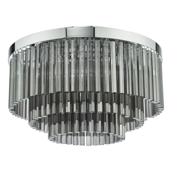 Där Lighting Logan 5 Light Flush Polished Chrome Smoked Glass
