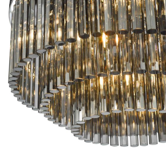 Där Lighting Logan 5 Light Flush Polished Chrome Smoked Glass