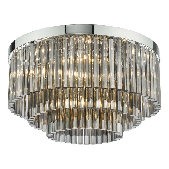 Där Lighting Logan 5 Light Flush Polished Chrome Smoked Glass
