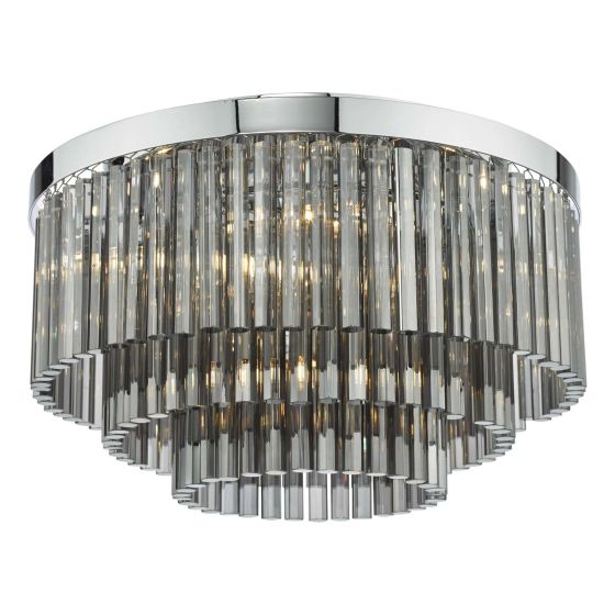 där lighting Logan 5 Light Flush Polished Chrome Smoked Glass