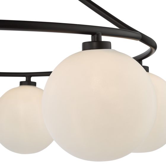 Där Lighting Luana 6 Light Semi-Flush Matt Black And Opal Glass