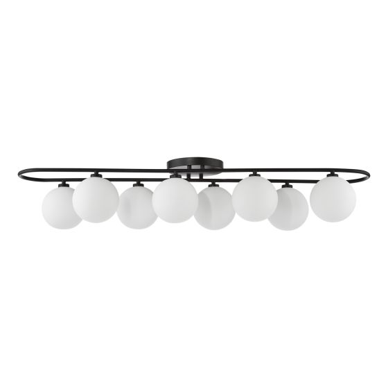 Där Lighting Luana 8 Light Semi-Flush Matt Black And Opal Glass