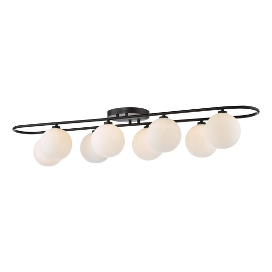 Där Lighting Luana 8 Light Semi-Flush Matt Black And Opal Glass