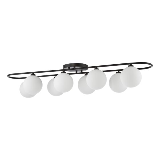 Där Lighting Luana 8 Light Semi-Flush Matt Black And Opal Glass
