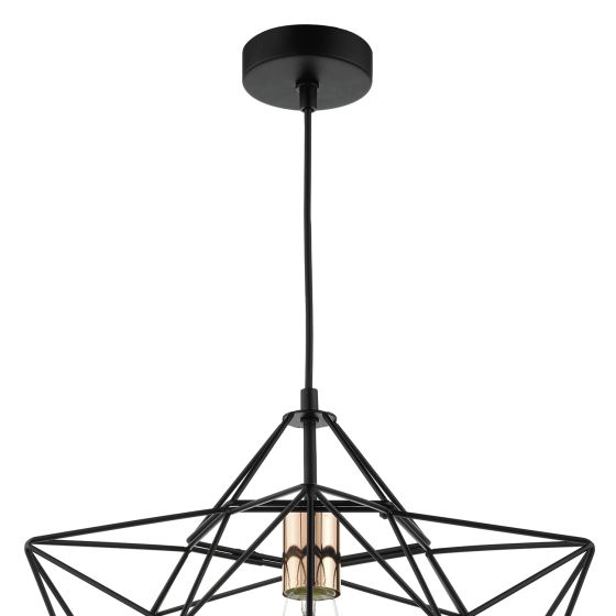 Där Lighting Luanda 1 Light Pendant Matt Black & Bright Copper