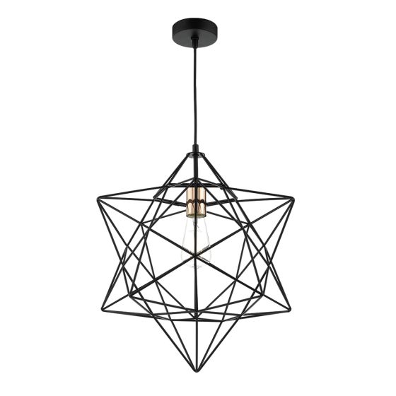 Där Lighting Luanda 1 Light Pendant Matt Black & Bright Copper