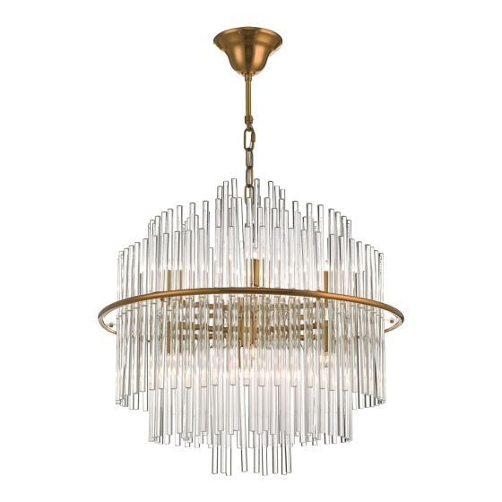 där lighting Lukas 13 Light Pendant Brushed Antique Gold And Clear Glass