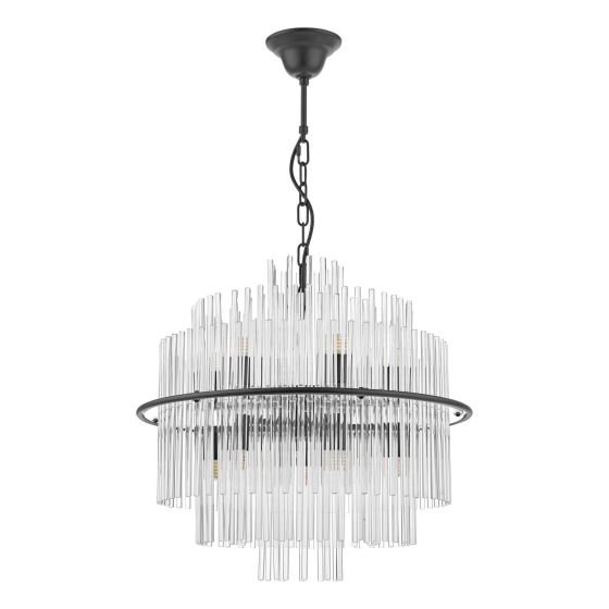 Där Lighting Lukas 13 Light Pendant Satin Black And Glass