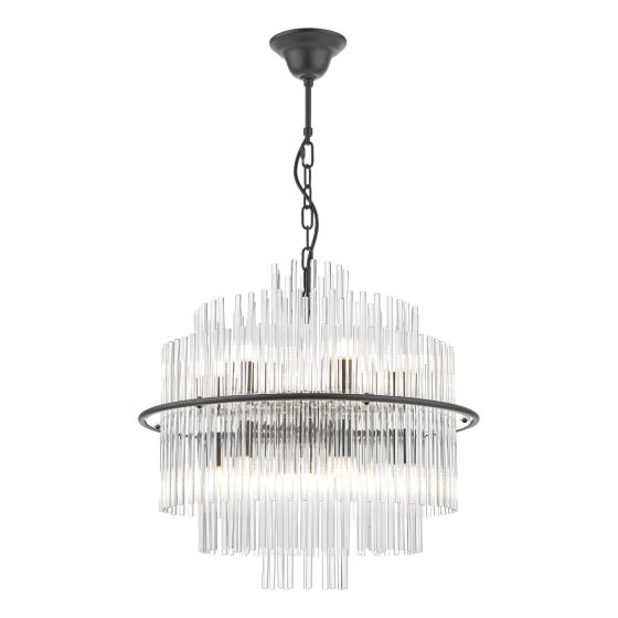 där lighting Lukas 13 Light Pendant Satin Black and Glass