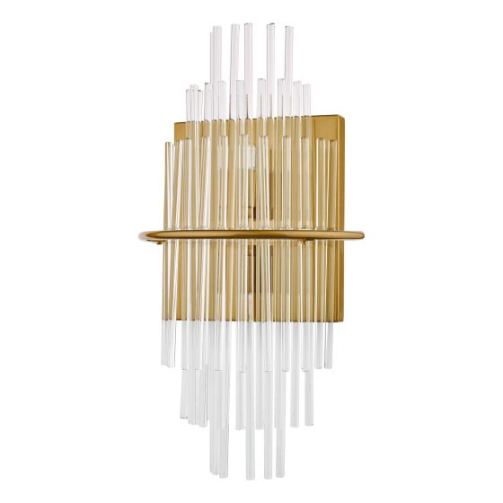 Där Lighting Lukas 2 Light Wall Light Antique Gold Glass