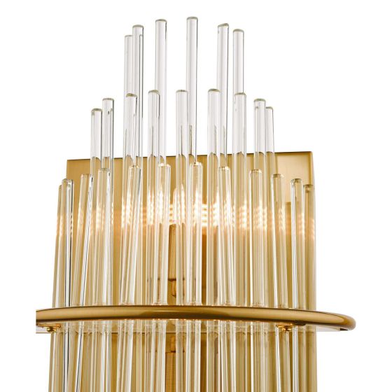 Där Lighting Lukas 2 Light Wall Light Antique Gold Glass