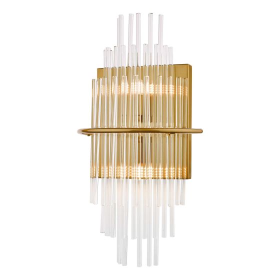 där lighting Lukas 2 Light Wall Light Antique Gold Glass