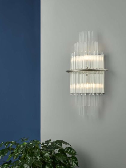 Där Lighting Lukas 2 Light Wall Light Polished Chrome Glass