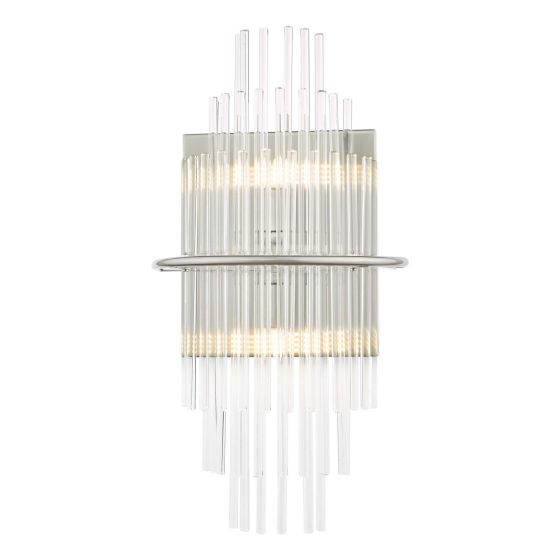 där lighting Lukas 2 Light Wall Light Polished Chrome Glass