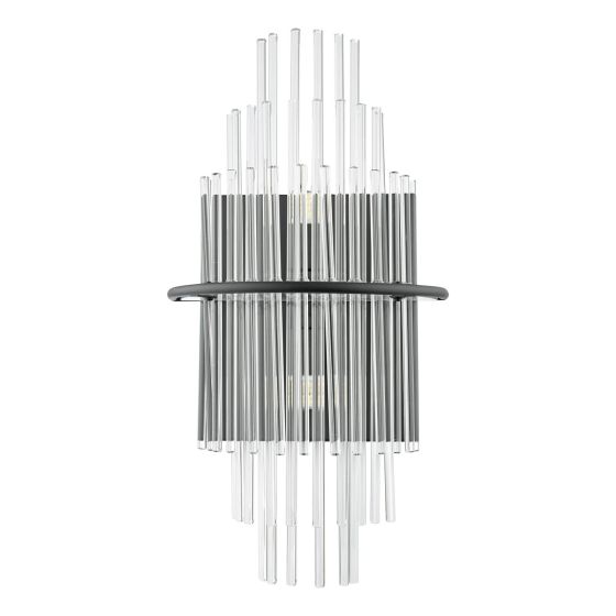 Där Lighting Lukas 2 Light Wall Light Satin Black And Glass