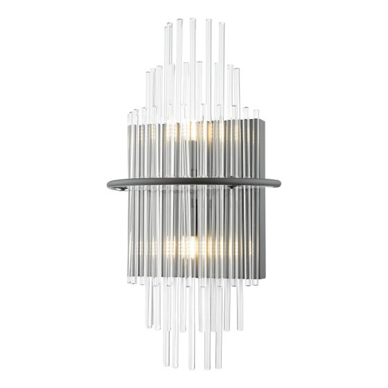 Där Lighting Lukas 2 Light Wall Light Satin Black And Glass