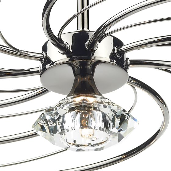Där Lighting Luther 10 Light Semi Flush Black Chrome Crystal