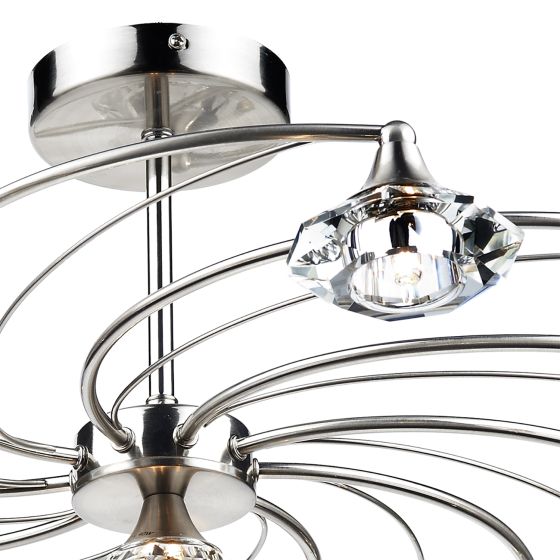 Där Lighting Luther 10 Light Semi Flush Satin Chrome Crystal