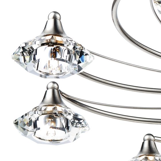 där lighting Luther 10 Light Semi Flush Satin Chrome Crystal