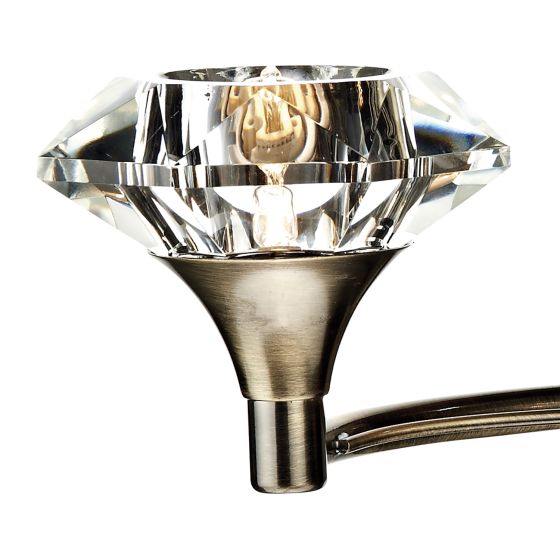 Där Lighting Luther 2 Light Wall Light Antique Brass Crystal