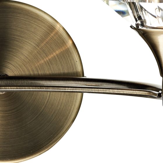 där lighting Luther 2 Light Wall Light Antique Brass Crystal