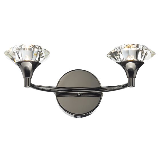 Där Lighting Luther 2 Light Wall Light Black Chrome Crystal