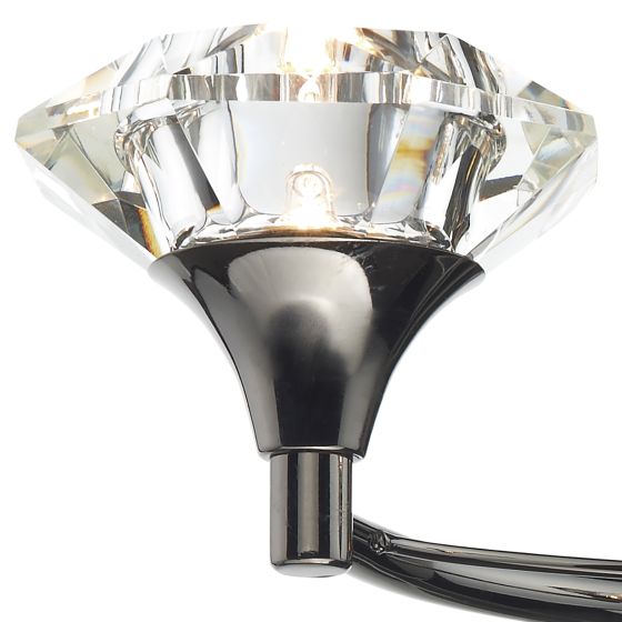 där lighting Luther 2 Light Wall Light Black Chrome Crystal
