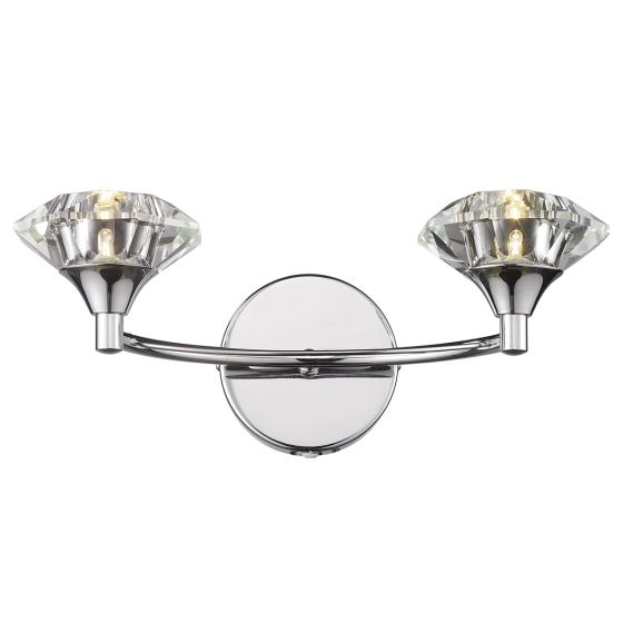Där Lighting Luther 2 Light Wall Light Polished Chrome Crystal
