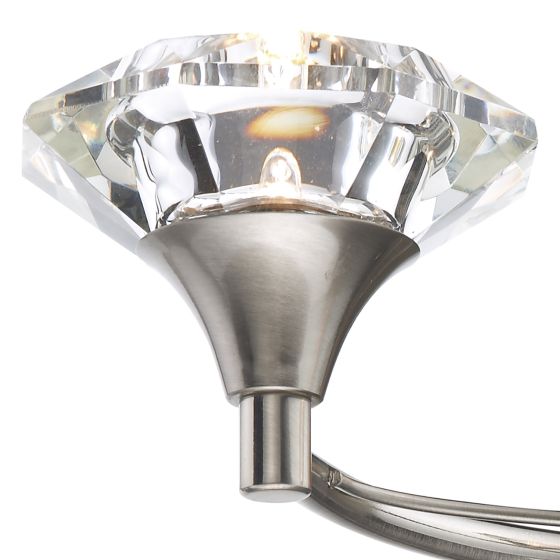 där lighting Luther 2 Light Wall Light Satin Chrome Crystal
