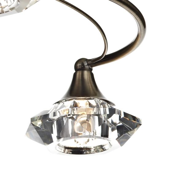 där lighting Luther 4 Light Semi Flush Antique Brass Crystal