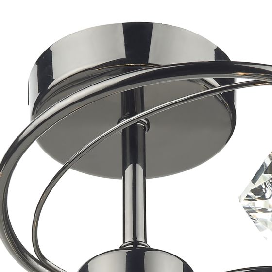Där Lighting Luther 4 Light Semi Flush Black Chrome Crystal