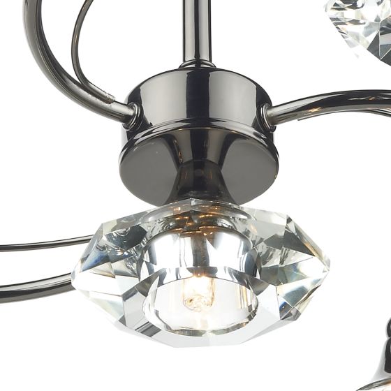 Där Lighting Luther 4 Light Semi Flush Black Chrome Crystal