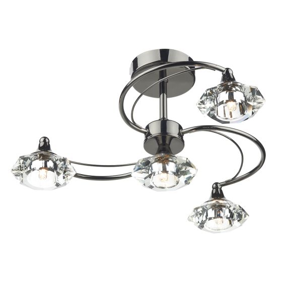 Där Lighting Luther 4 Light Semi Flush Black Chrome Crystal