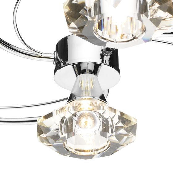 Där Lighting Luther 4 Light Semi Flush Polished Chrome Crystal