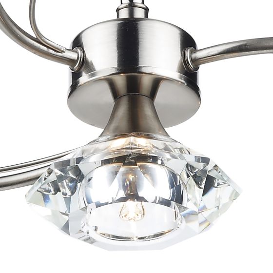 Där Lighting Luther 4 Light Semi Flush Satin Chrome Crystal