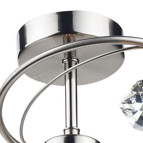 Där Lighting Luther 4 Light Semi Flush Satin Chrome Crystal