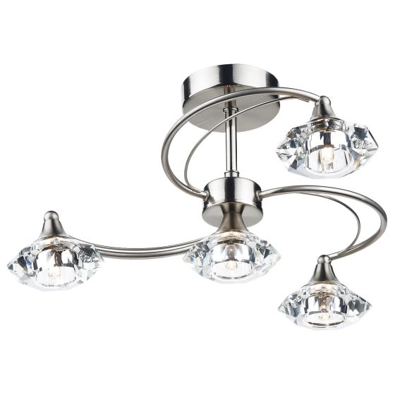 Där Lighting Luther 4 Light Semi Flush Satin Chrome Crystal